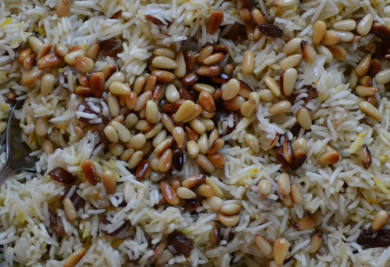 saffron rice with pine nuts