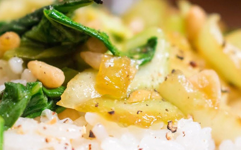 ginger bok choy with rice